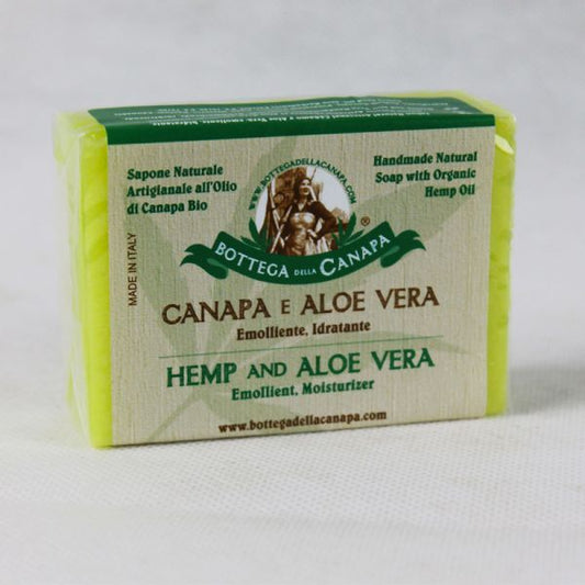 Sapone Naturale Canapa e Aloe Vera 100g – Sapone artigianale con olio di canapa e aloe vera, rinfrescante e idratante
